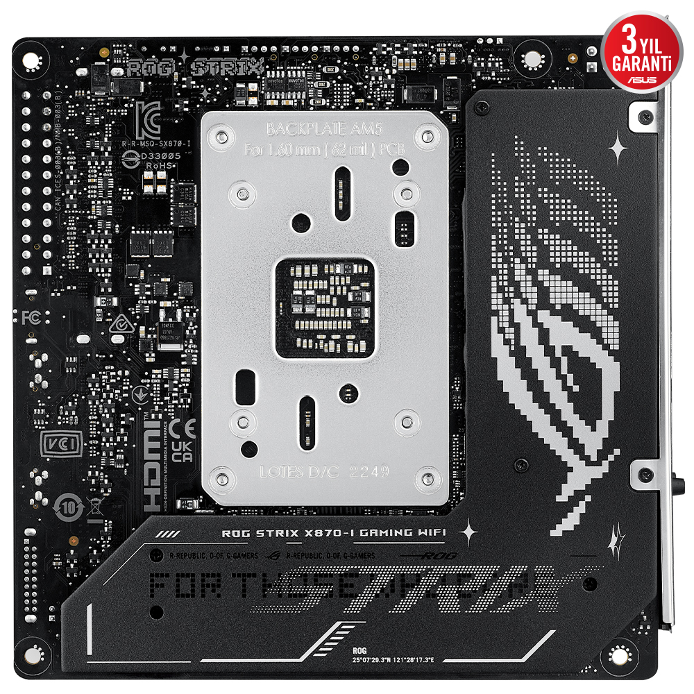 ASUS ROG STRIX X870-I GAMING WIFI7 DDR5 HDMI-DP TYPEC PCIE 5.0 AM5 mITX