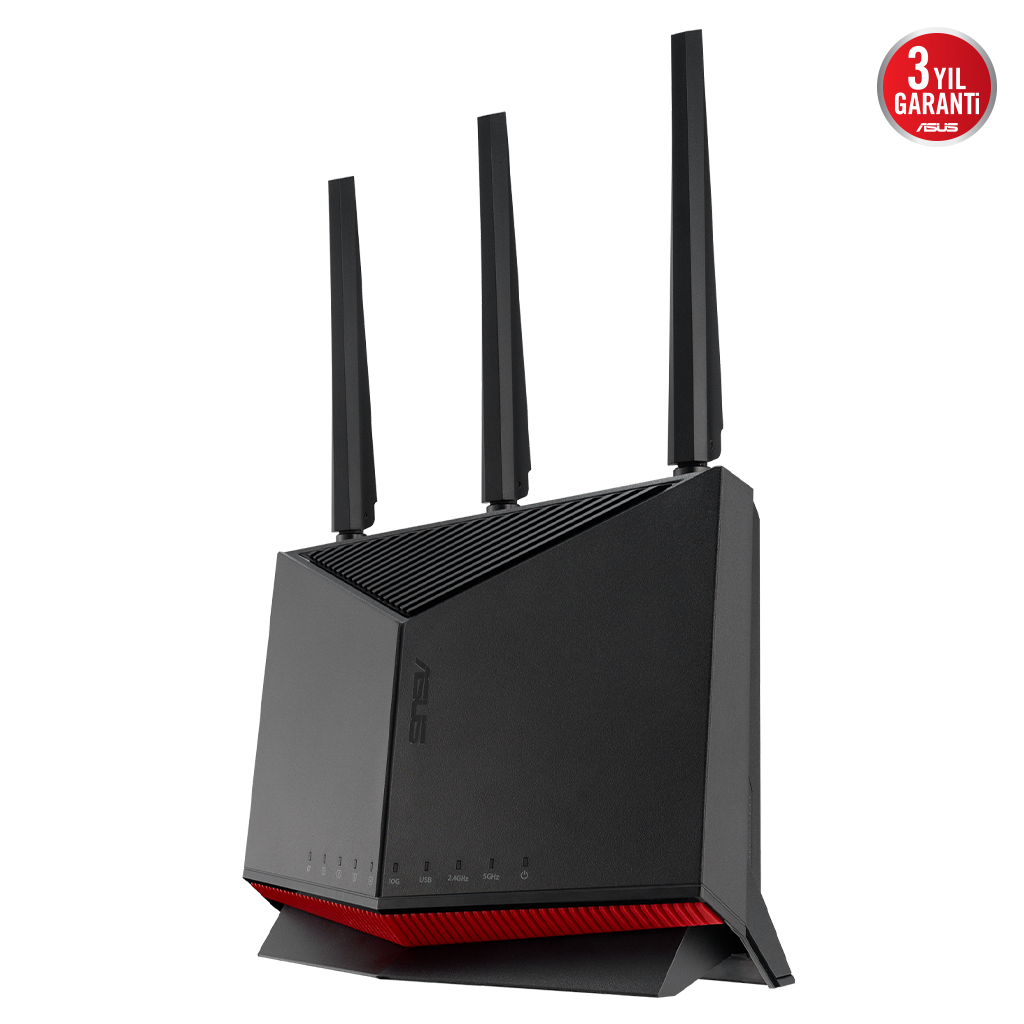 ASUS RT-BE86U, BE6800, 4 Port, 6800Mbps, Dual Band, WİFİ 7, AiMesh, AiProtection Pro, Gigabit Extendable Router