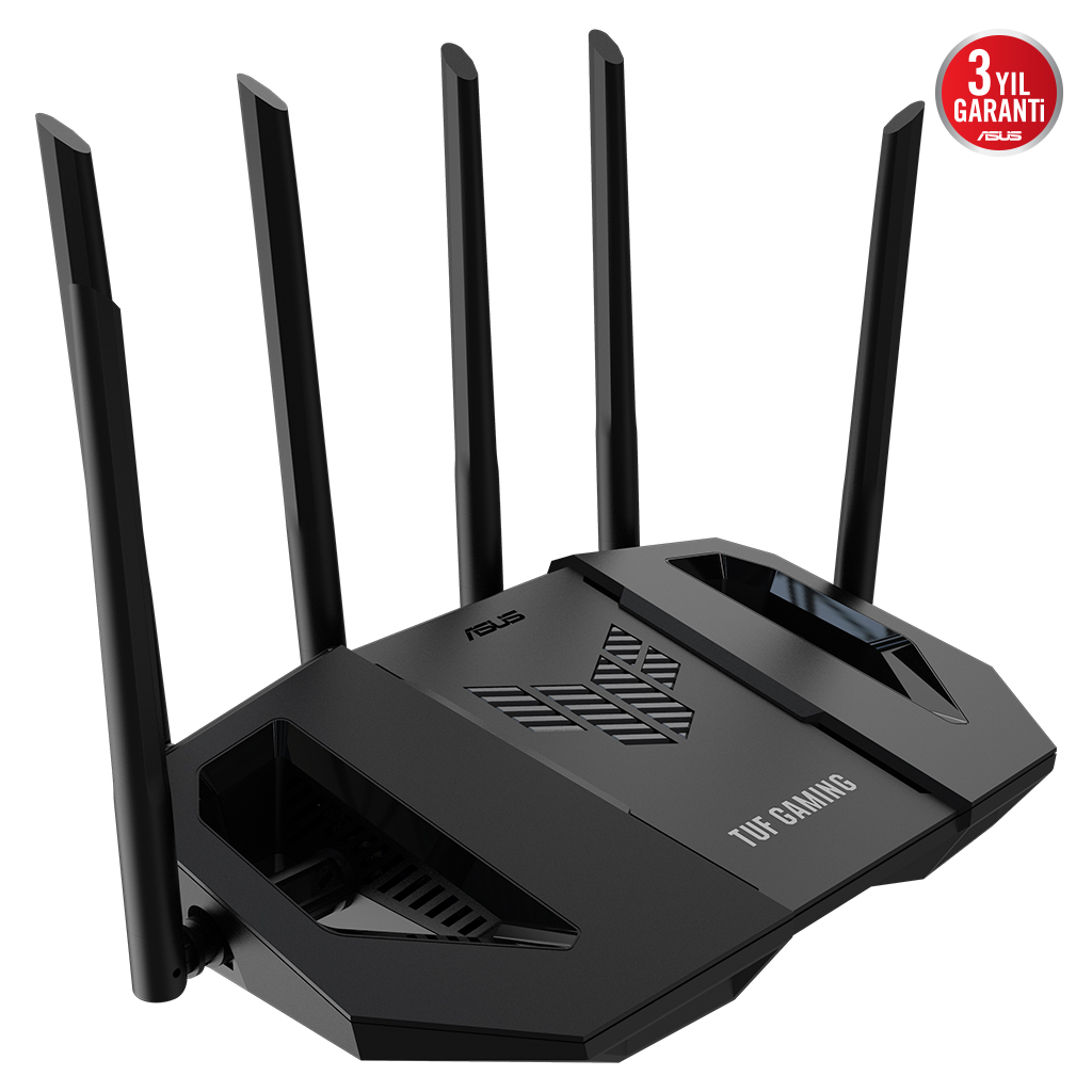 ASUS TUF-BE6500, BE6500, 3 Port, 6500Mbps, Dual Band, WİFİ 7, AiMesh, AiProtection Pro, GAMING Extendable Router