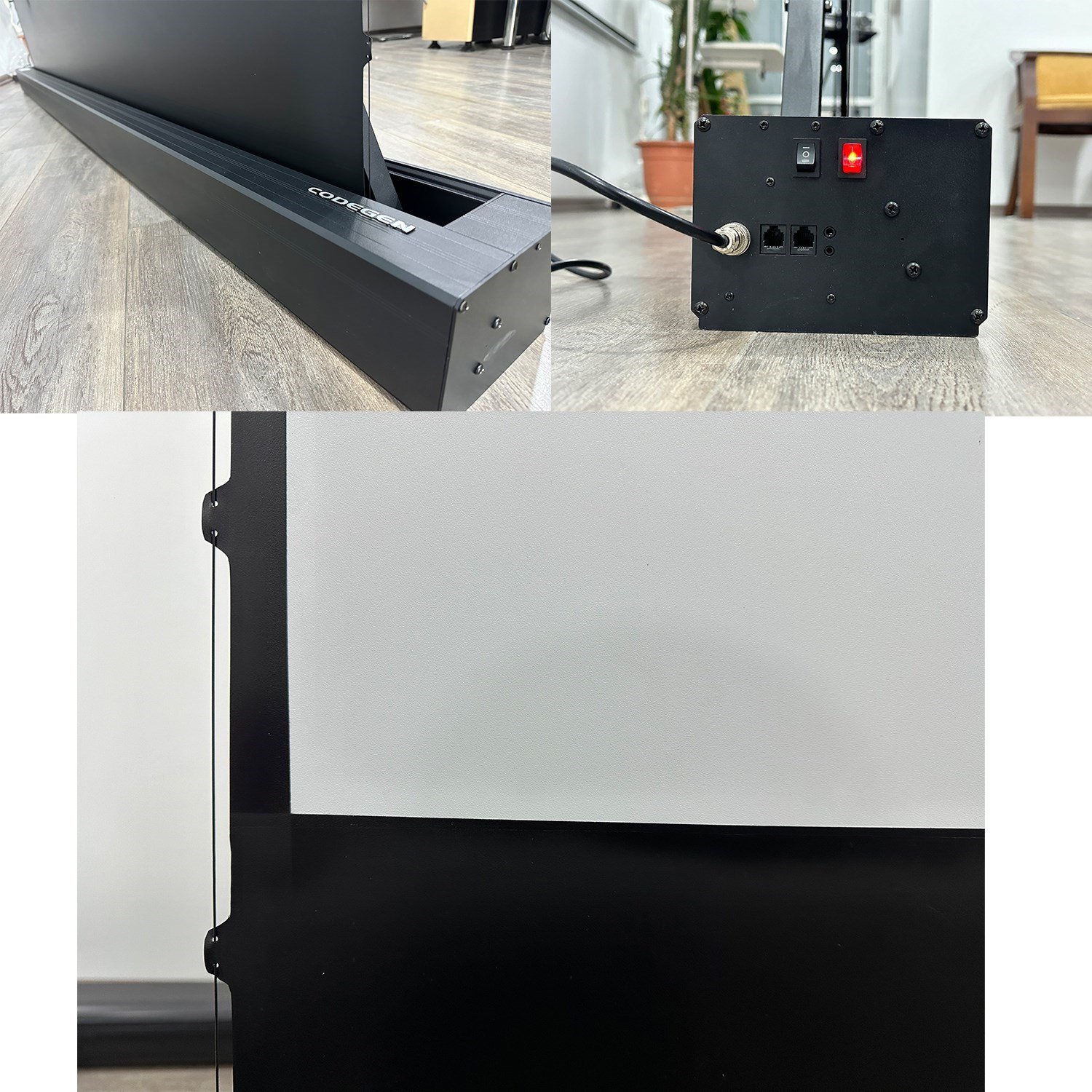 CODEGEN 212x123 cm Taşınabilir Portatif Elektrikli Pull Up Floor Screen Projeksiyon Perdesi PEX-200