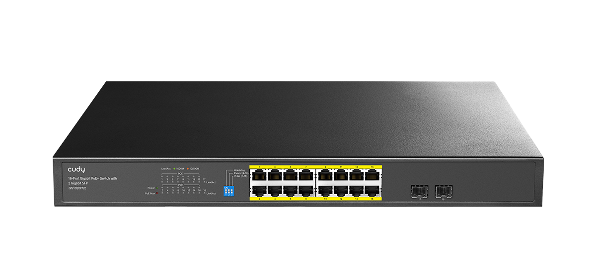 CUDY 16port PoE 200w 2-SFP Gigabit Watchdog Switch GS1020PS2