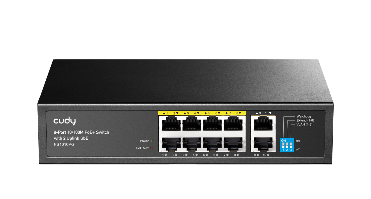 CUDY 8port PoE 120w 2-Uplink 10/100  Yönetilemez Switch FS1010PG