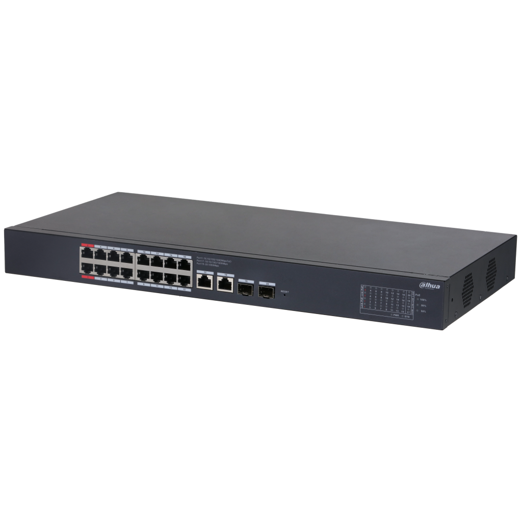 DAHUA CS4220-16GT-240, 16Port, Gigabit, PoE 240W, 2 Port Gigabit Uplink, 2 Port SFP Gigabit Combo, Cloud Yönetilebilir, Switch