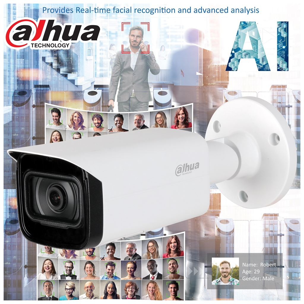 DAHUA IPC-HFW5442T-ASE,  2Mpix, 2,8mm Lens, H265+, Wizmind, 50Mt Gece Görüşü,  IP67, IK10, PoE Metal Kasa Bullet IP Kamera