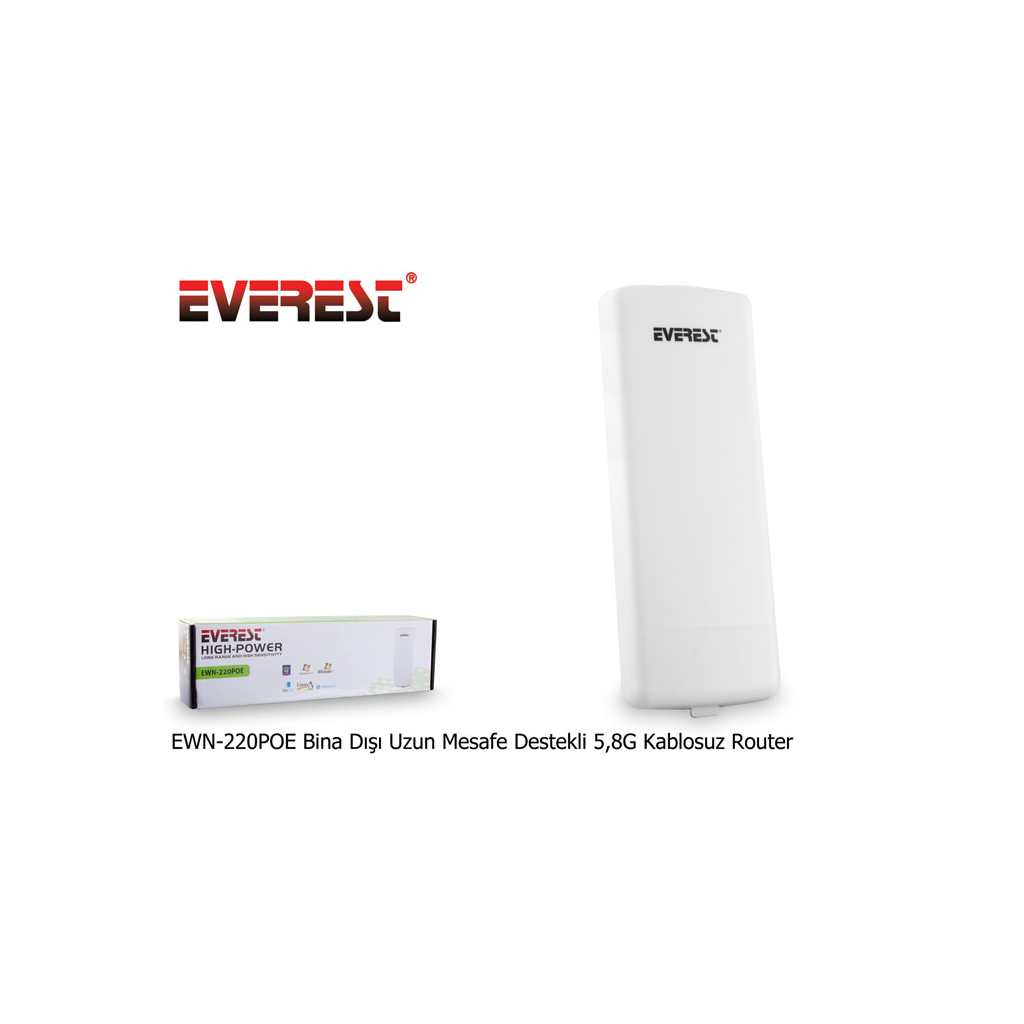 EVEREST EWN-220POE, 300Mbps, 5Ghz WiFi, 10dbi Anten, 5Km Menzil, Noktadan Noktaya, Dış Mekan, Access Point CPE