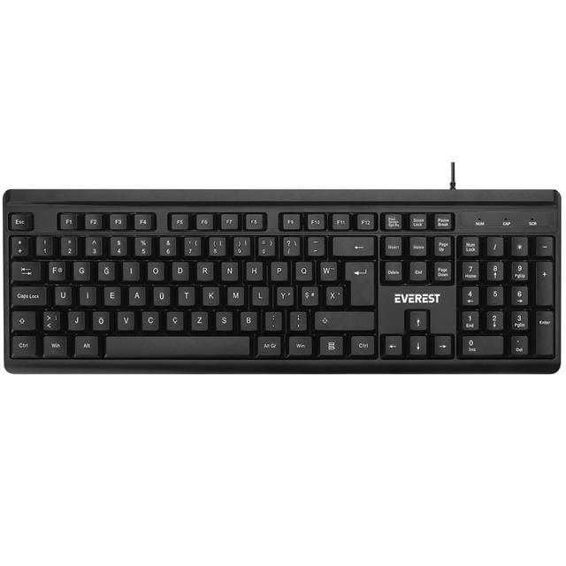 Everest KB-741F Siyah/Gri 2 Mt. Bakır Kablolu Multimedia Usb Türkçe F Klavye