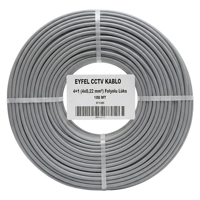Eyfel EF-C400 2x0.22mm Folyolu 100 Metre CCTV Kamera Kablosu