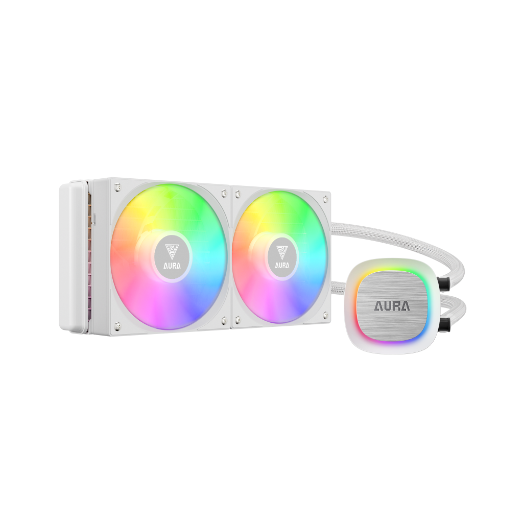GAMDIAS AURA GL240 V2 WH, White Edition, 240mm,  RGB, 2 Fanlı,CPU Sıvı Soğutma