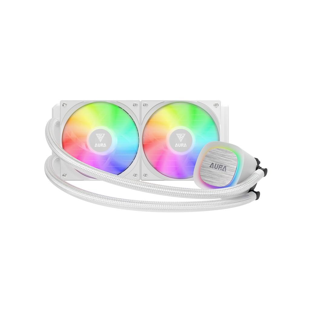 GAMDIAS AURA GL240 V2 WH, White Edition, 240mm,  RGB, 2 Fanlı,CPU Sıvı Soğutma