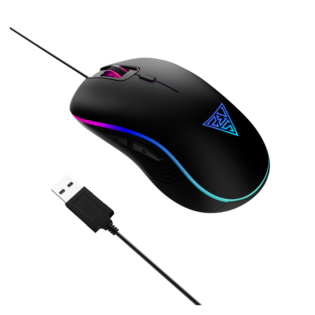 GAMDIAS AURA GS3, Çok Renkli Aydınlatma,  USB Kablolu, 6 Programlanabilir Buton, Gaming Mouse, 3.600 DPI, Siyah
