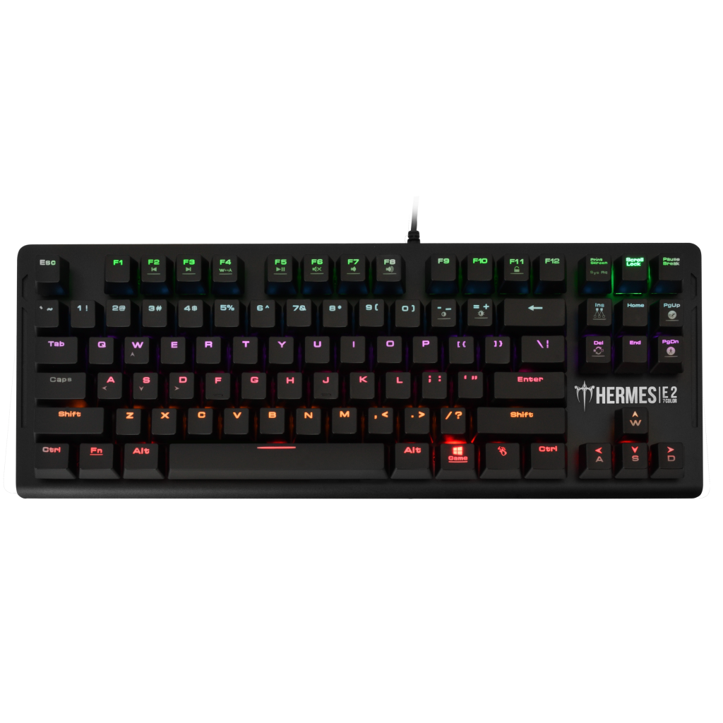 GAMDIAS HERMES-E2, USB Kablolu, İngilizce,  Rainbow Backlight, Blue Mekanik Switch, Gaming Klavye