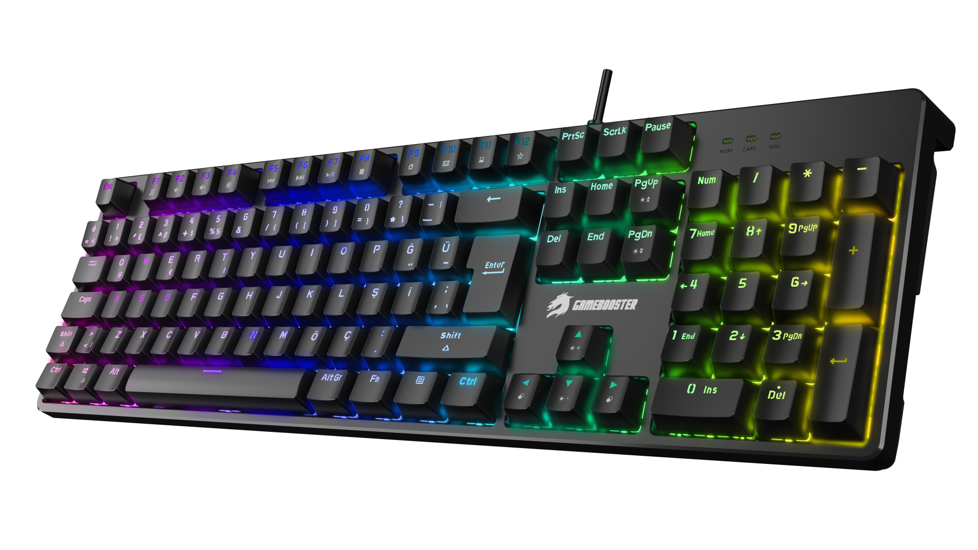 GAMEBOOSTER G24B Enigma Rainbow Aydınlatmalı Red Switch Mekanik Siyah Oyun Klavyesi