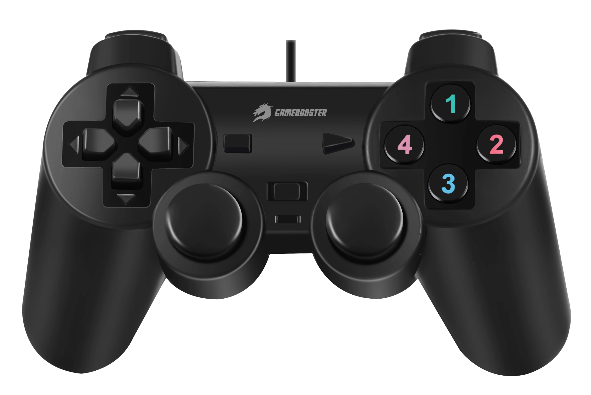GAMEBOOSTER GB-J18 USB Kablolu Oyun Kolu, Çift Titreşim Motorlu, Ergonomik Siyah Tasarım, PC ve PS3 Uyumlu Gamepad