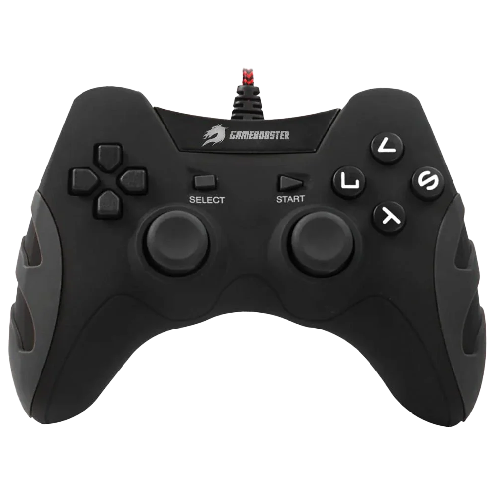 GAMEBOOSTER GB-J54B USB Kablolu Oyun Kolu, Çift Titreşim Motorlu, Ergonomik Siyah Tasarım, PC ve PS3 Uyumlu Gamepad