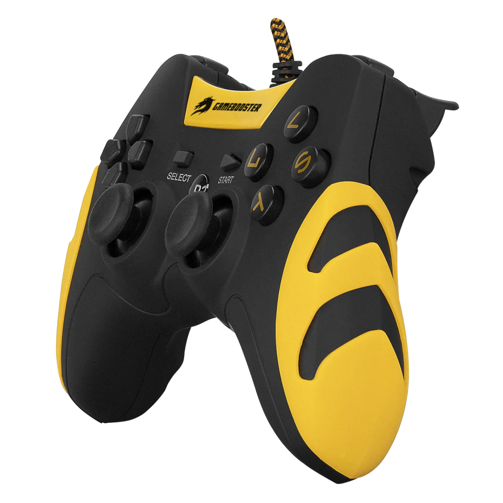 GAMEBOOSTER GB-J54Y USB Kablolu Oyun Kolu, Çift Titreşim Motorlu, Ergonomik Sarı Tasarım, PC ve PS3 Uyumlu Gamepad