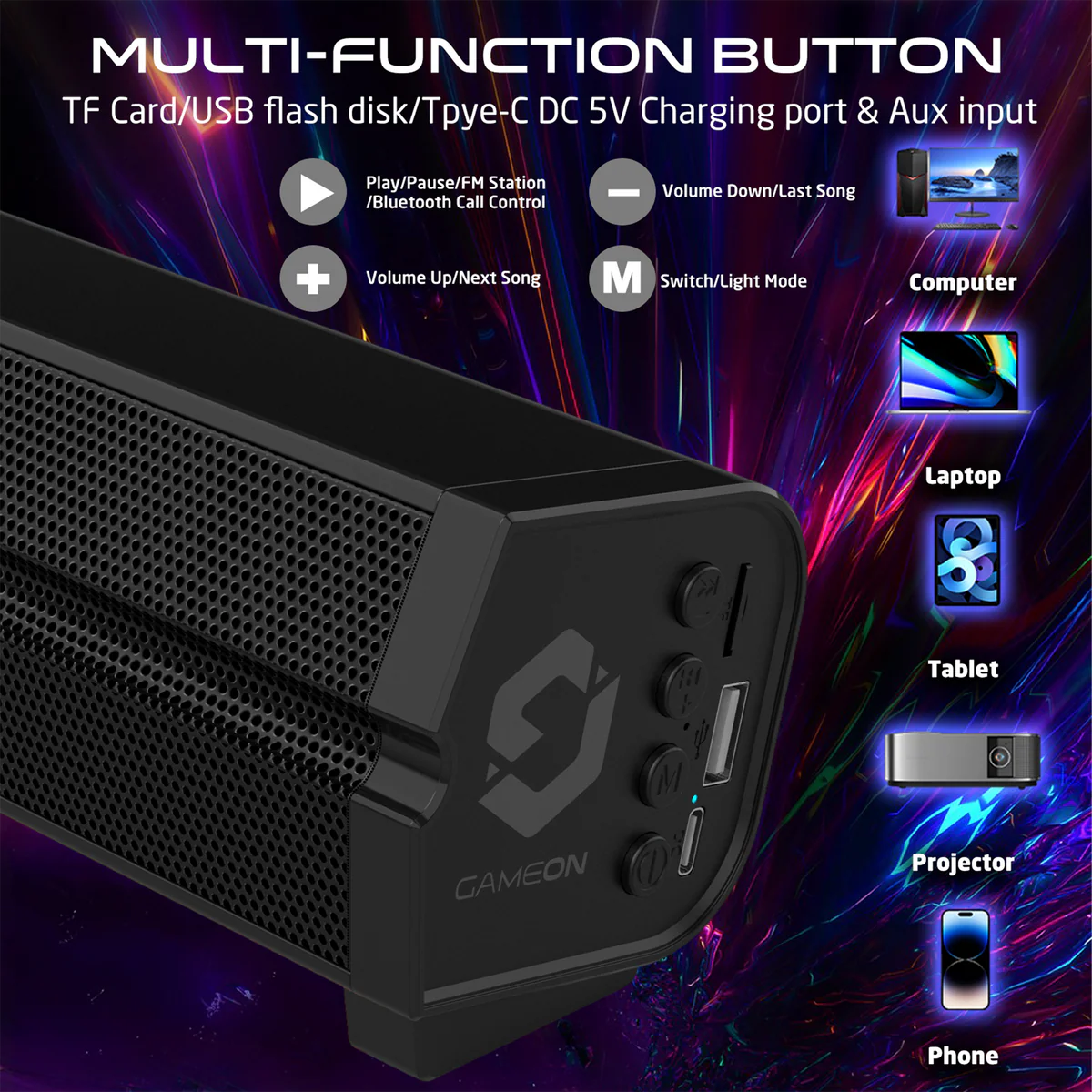 GAMEON SonicStorm X Kablosuz RGB Gaming Soundbar