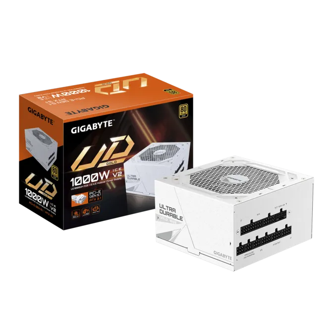 GIGABYTE 1000w 80+Gold GP-UD1000GM PG5 ICE Tam Modüler Power Supply Beyaz