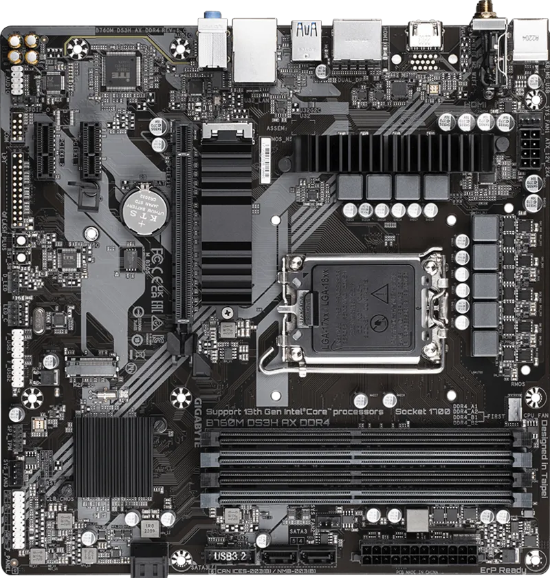 GIGABYTE B760M DS3H AX WIFI6E DDR4 HDMI TYPE-C DP PCIE 4.0 1700p mATX