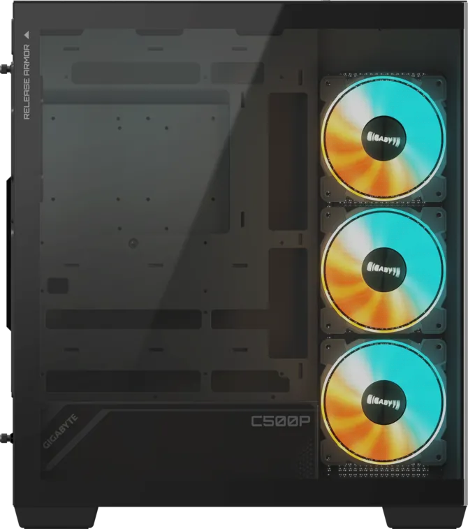 GIGABYTE C500 Panoramic Stealth Ön ve Yan Paneli Temperli Cam 4x ARGB Fanlı Gizli Konnektör Uyumlu Siyah Mid Tower Kasası