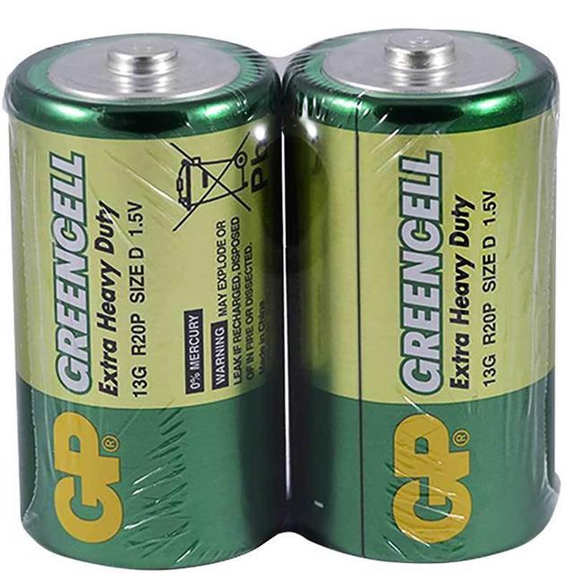 GP Greencell R20 1.5V Büyük D Boy Çinko-Karbon Pil 20'li Paket (13G)