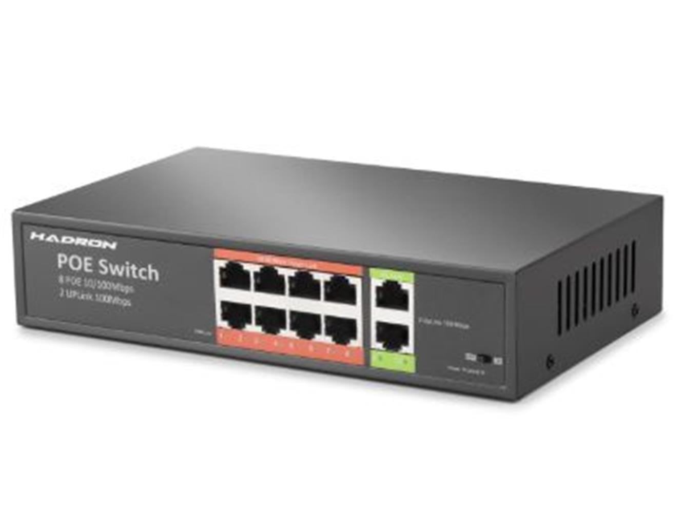 HADRON HDX1441 AI PoE Switch 8 Port 2 Uplink 65W Siyah