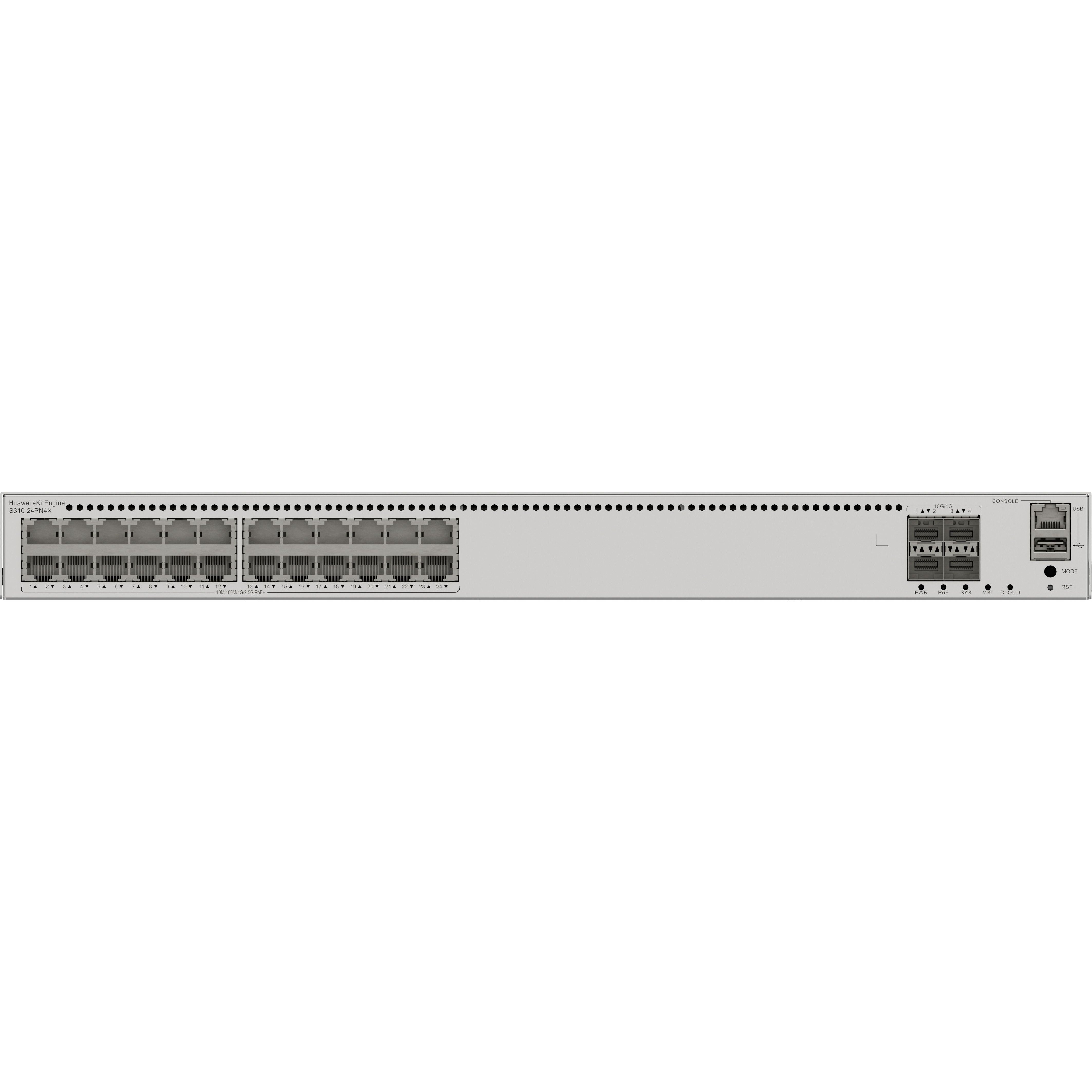 HUAWEI eKIT S310-24PN4X 24 PORT 10/100/1000/2500 Multi-Gigabit 24 PORT POE 4X10G SFP+ 400W L2+ CLOUDE YÖNETİLEBİLİR RACK