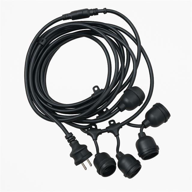 Ledx KB00001 5'li E27 Duy Sıralı 5 Metre Lamba Kablosu (5 Adet Duy İçerir)