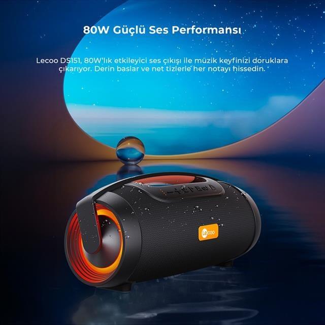 Lenovo Lecoo DS151 80W Güçlü Ses Kablosuz Bluetooth 5.0 RGB Boombox Hoparlör