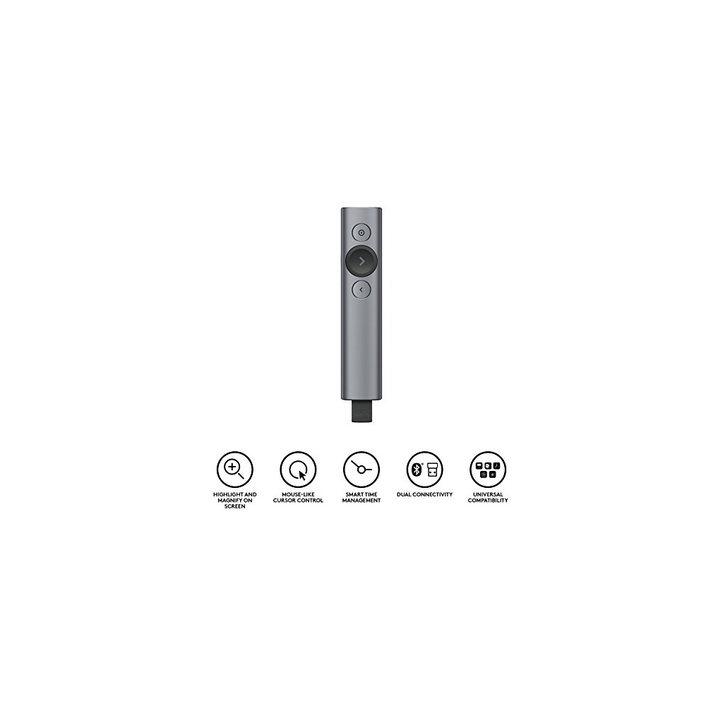 LOGITECH 910-004861, Spotlight Wireless Presenter, Sunum Cihazı (Gri)