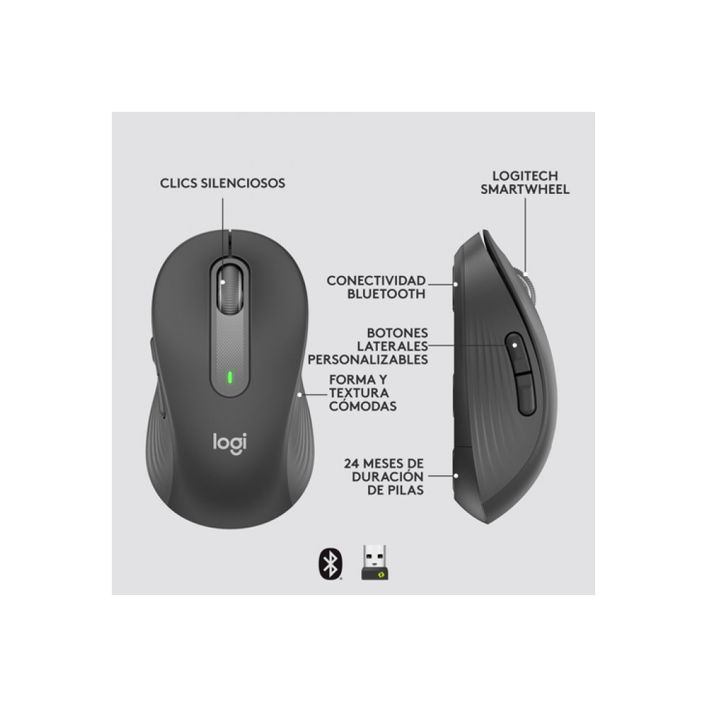 LOGITECH 910-006253, M650 Signature, Siyah, Sağ El, USB Nano 2,4G Kablosuz, 4000dpi, Optik, 5 Tuşlu, 24ay Pil Ömrü, Sessiz Mouse