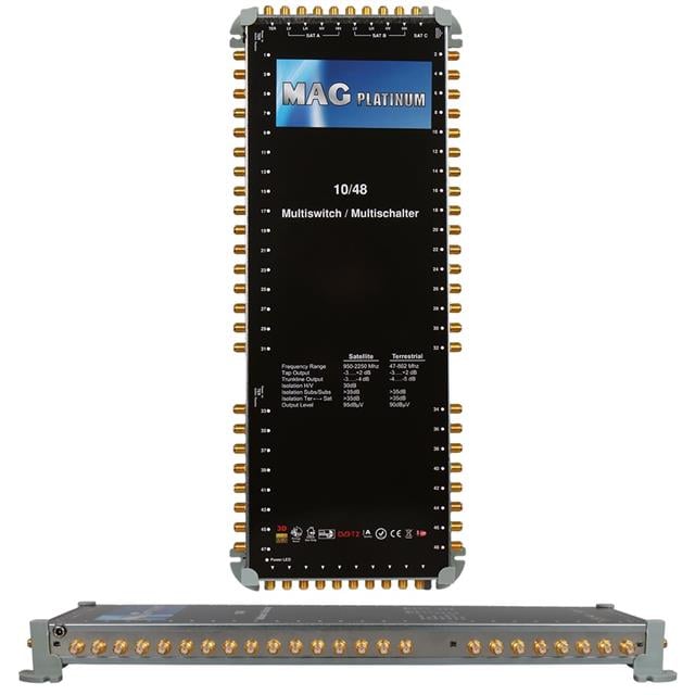 MAG Platinum MP 10/48 Multiswitch - 10 Giriş 48 Çıkışlı Merkezi Uydu Santrali Hybrid 4K ve 3D Destekli
