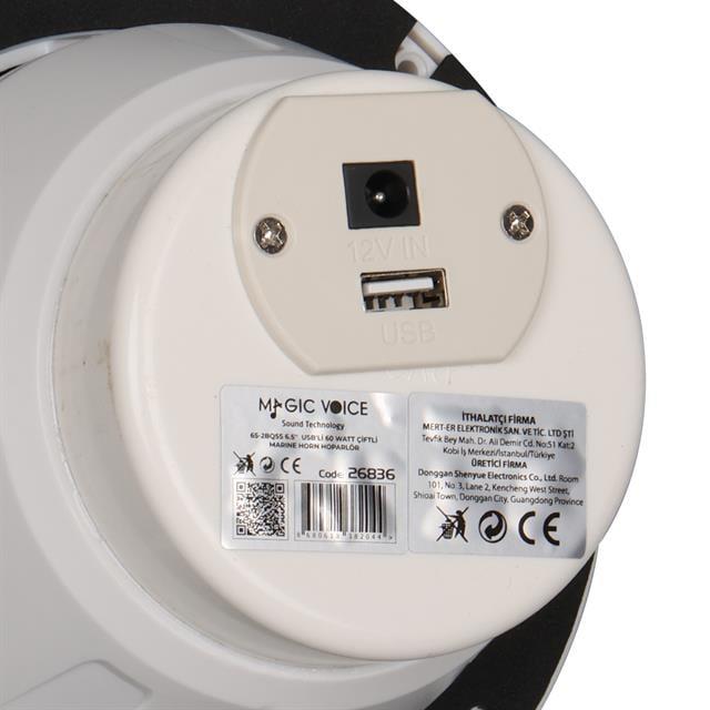 Magicvoice 65-2BQ5S 6.5” Usb'li 60 Watt Çiftli Marine Horn Hoparlör