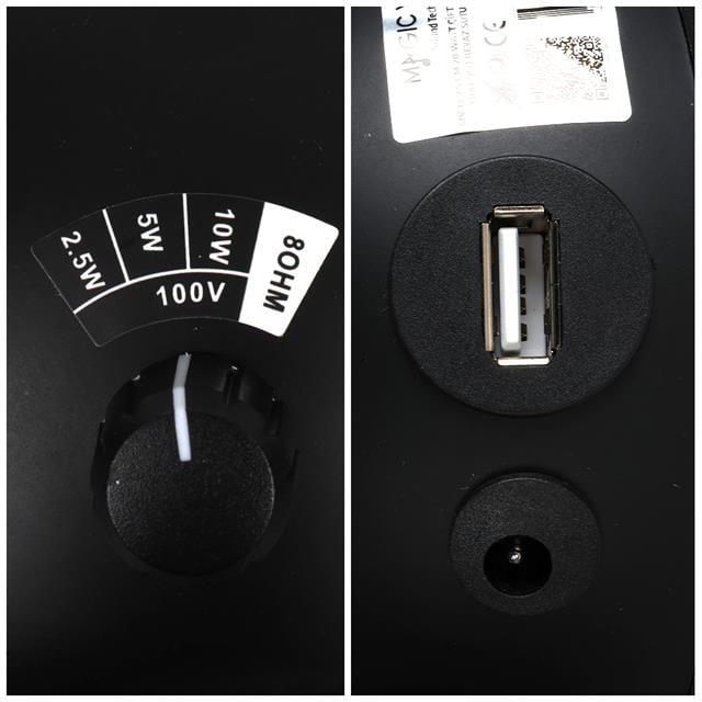 MagicVoice MV-13 7.5 CM 20 Watt Komütatörlü Hat Trafolu Siyah Sütun Sarkık Hoparlör (2'li Takım)