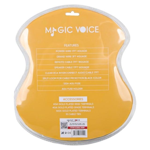 Magicvoice MV-6189 4GA Profesyonel 120A Sigortalı Oto Amfi Güç Bağlantı Montaj Kablo Seti