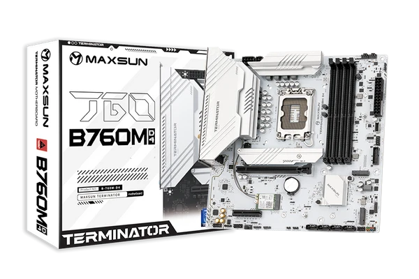 MAXUN TERMINATOR B760M-D4-ICE DDR4 HDMI-DP PCIE 5.0 1700p mATX BEYAZ