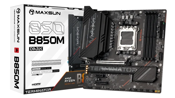 MAXUN TERMINATOR B850M DARK WIFI6 DDR5 HDMI-DP TYPEC PCIE 5.0 AM5 mATX