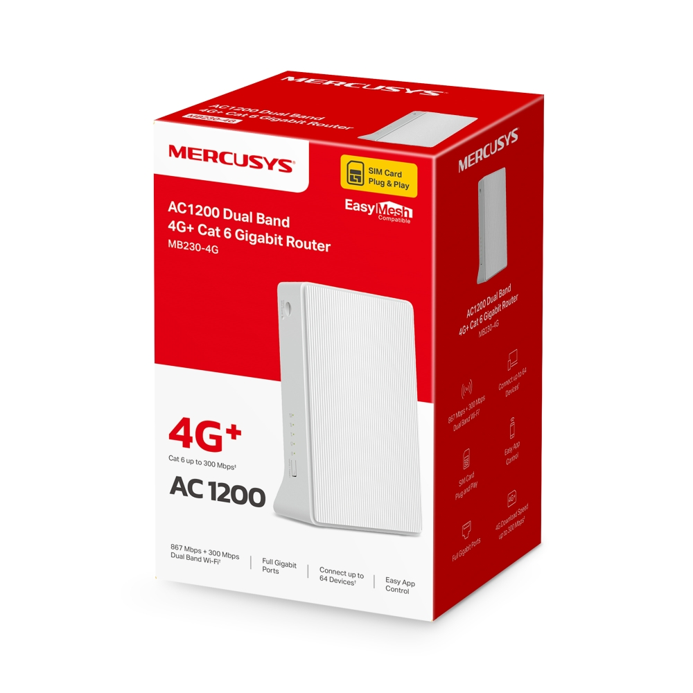 MERCUSYS MB230-4G AC1200 4G LTE Kablosuz SIM Kartlı Router