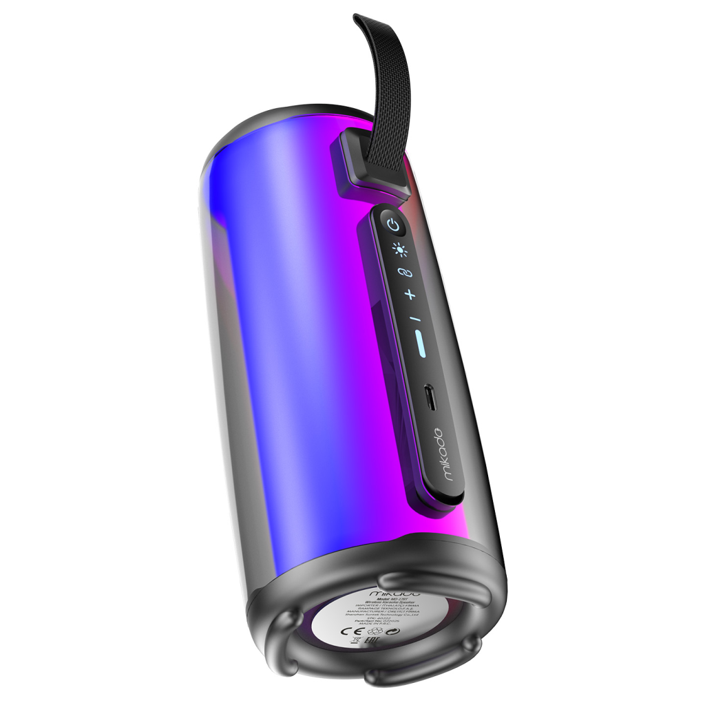 MIKADO MD-17BT CAPELLA, 10W, Taşınabilir, USB/AUX/BT/TF, RGB Işıklı, Transparan, 1800mAh, Mikrofon, Karaoke, Bluetooth Speaker,