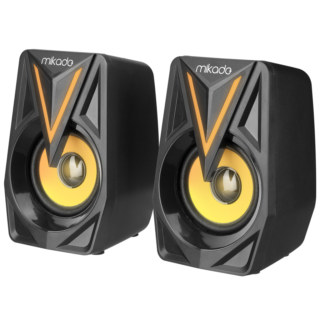 MIKADO MD-S23 GLARE, 6W, 1+1, Masaüstü, RGB Aydınlatma, USB, Siyah Kasa, Speaker