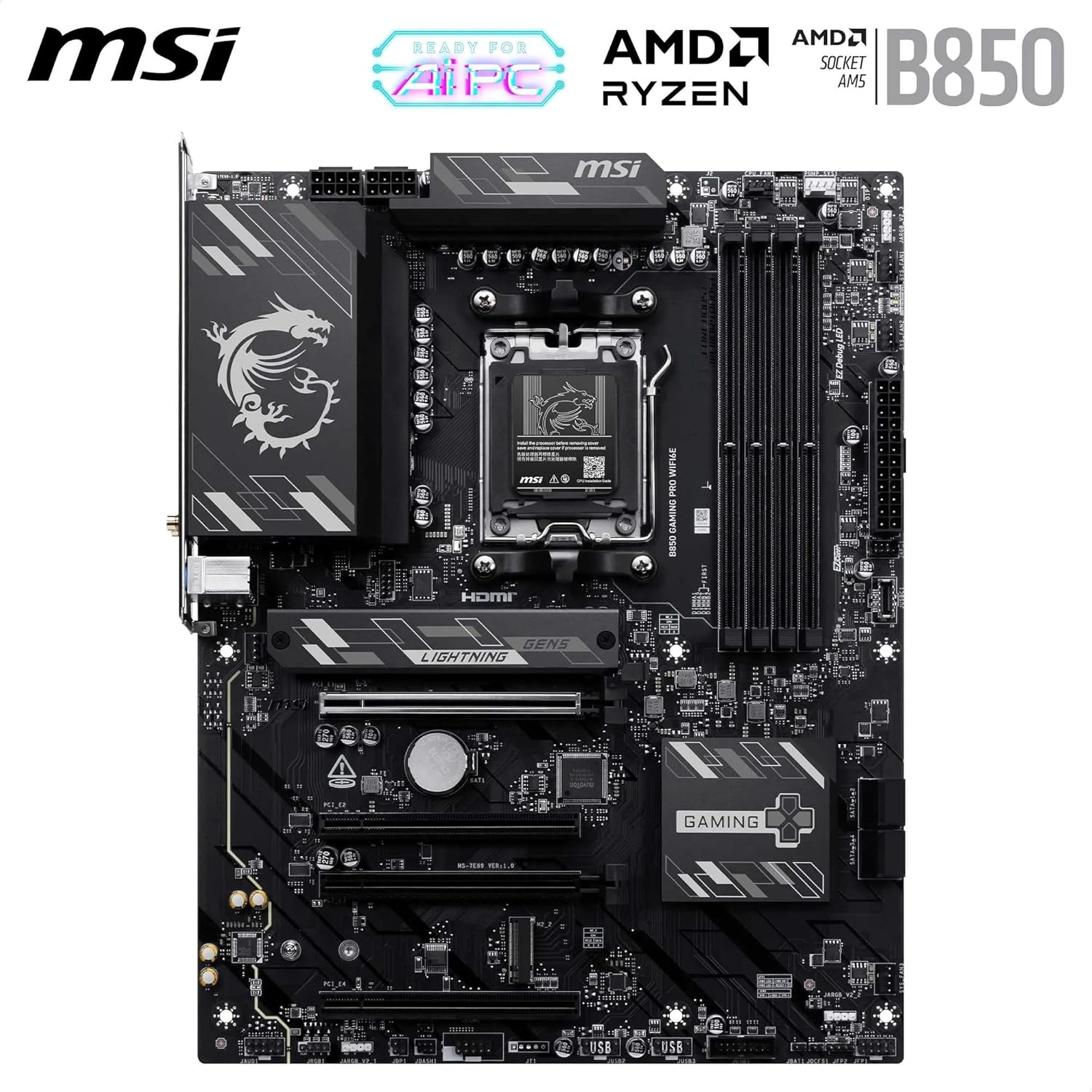 MSI B850 GAMING PRO WIFI6E HDMI-DP TYPEC PCIE 5.0 AM5 ATX