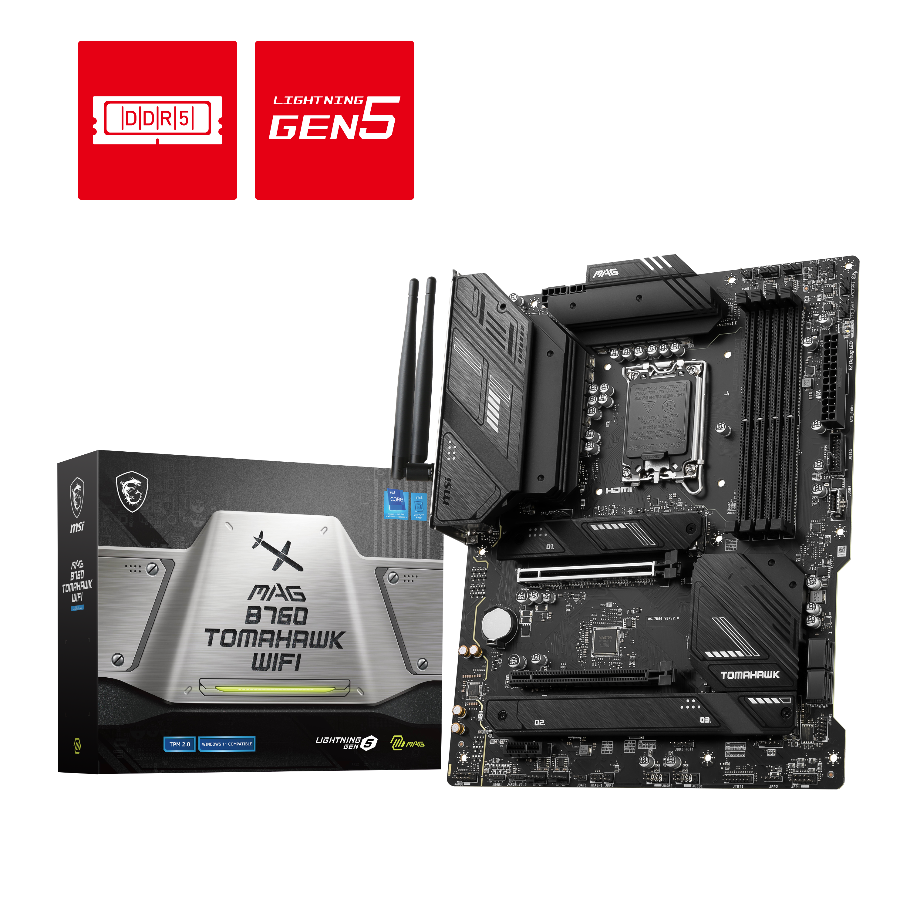 MSI MAG B760 TOMAHAWK WIFI6E DDR5 HDMI-DP TYPEC PCIE 4.0 1700p ATX