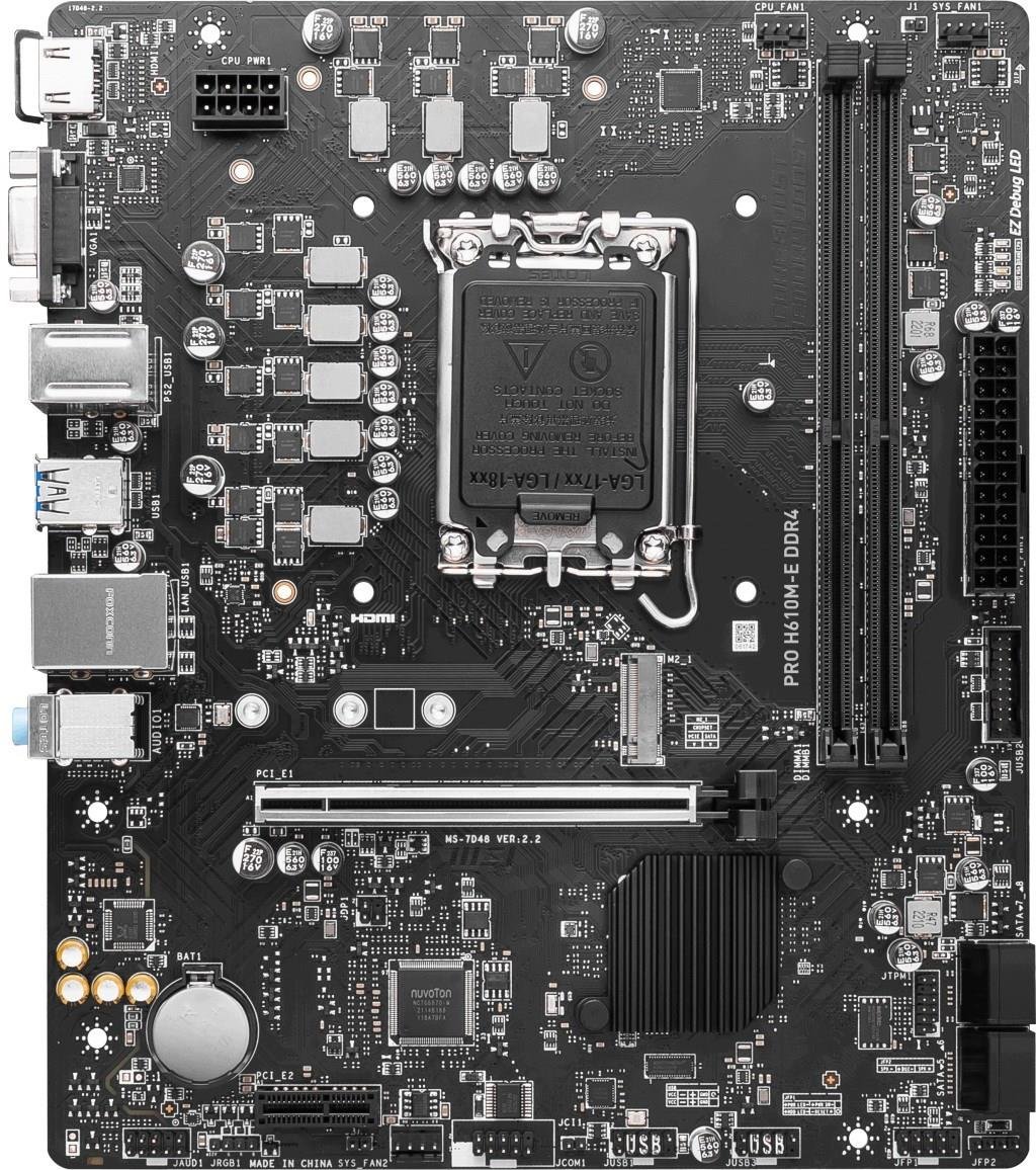 MSI PRO H610M-E DDR4 M2 PCIe NVME HDMI PCIe 16X v4.0 1700p mATX