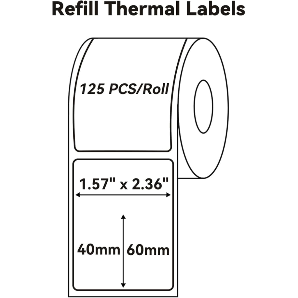NIIMBOT T40 Etiket 40mm x 60mm 125 adet Şeffaf  (B1,B21S,B3S)