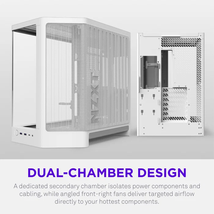 NZXT H6 RGB+ CC-H62FW-P1 Dual-Chamber Gaming Mid-Tower PC Kasası Beyaz