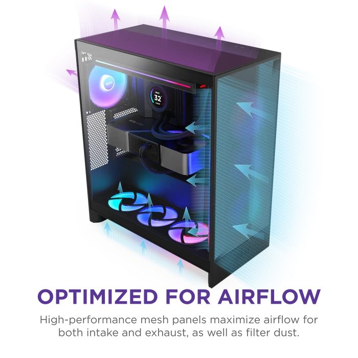 NZXT H7 FLOW 2024 CM-H72FB-R1 RGB Gaming EATX PC Kasası