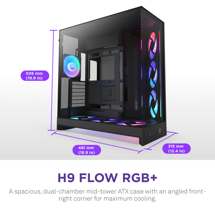 NZXT H9 FLOW RGB 2025 CM-H92FB-P1 Dual-Chamber EATX PC Kasası
