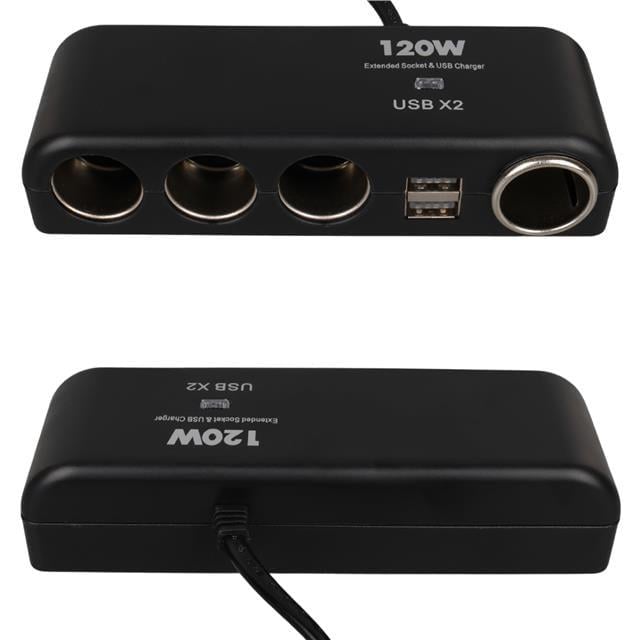 Olesson 1525 12-24V Çift USB'LI 120W 80cm Kablolu 4'LÜ Araç Çakmak Çoklayıcı
