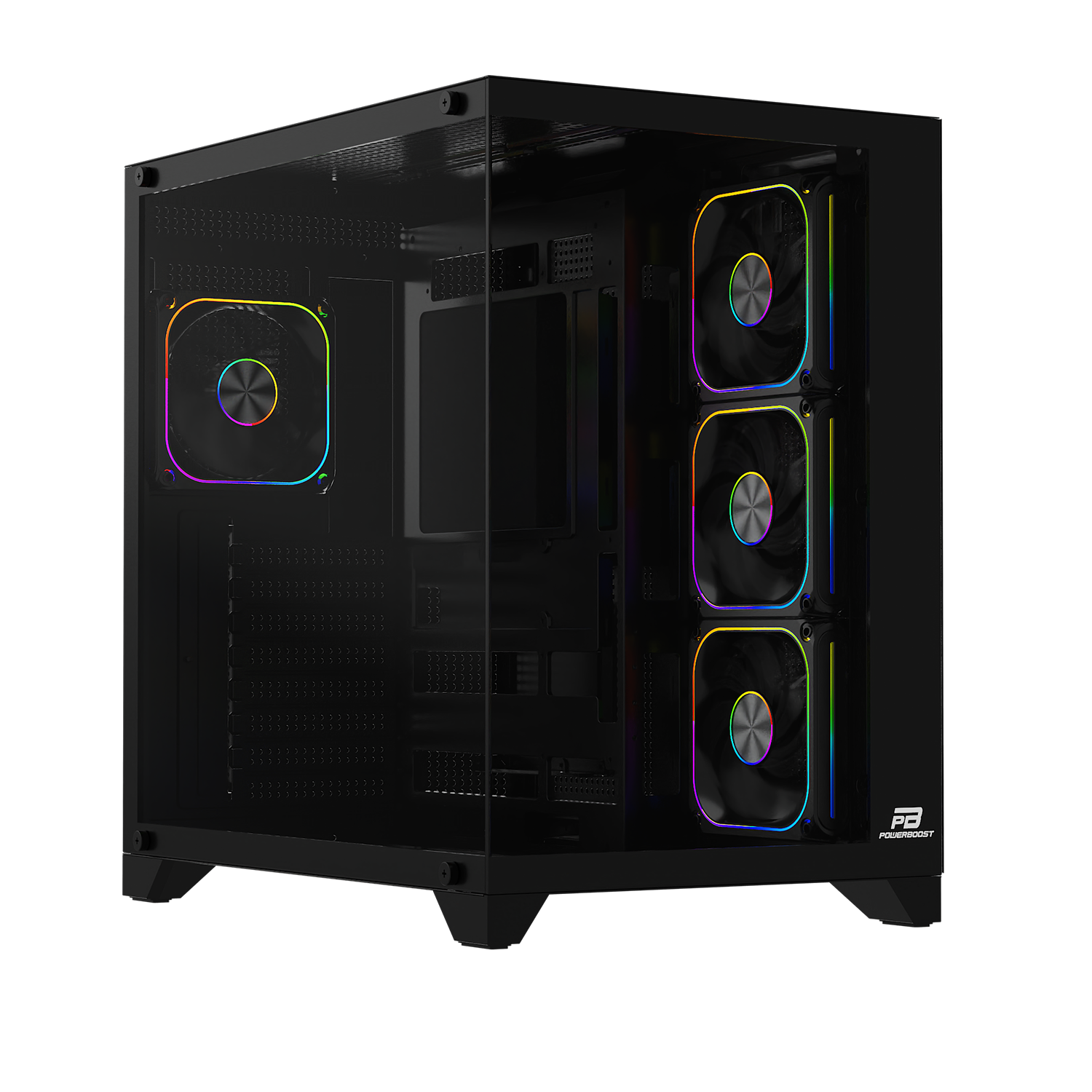 POWERBOOST 750W 80+ BRONZE PB-C9025B 4-ARGB Fanlı Gaming Mid-Tower PC Kasası