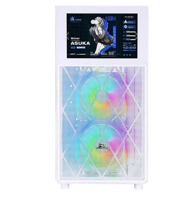 POWERBOOST PB-P4367BW 3-RGB Fanlı LCD Ekranlı Gaming Mid-Tower PC Kasası Beyaz