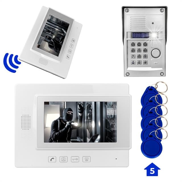 PowerMaster 773TP 1 Daire 7'' NFC Şifre Girişli Görüntülü Diafon Kapı Zili Interkom Akıllı Ev Güvenliği Sistemi